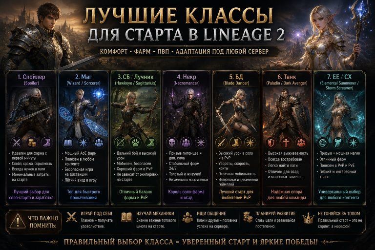 Лучшие классы для старта в Lineage 2: кого выбрать и не захотеть перекачаться через два часа