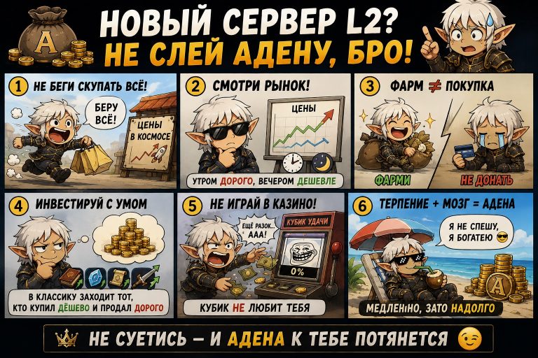Как быстро понять экономику нового сервера Lineage 2 и не слить адену в первые дни