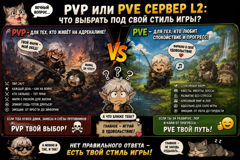PvP или PvE сервер Lineage 2: что выбрать под свой стиль игры